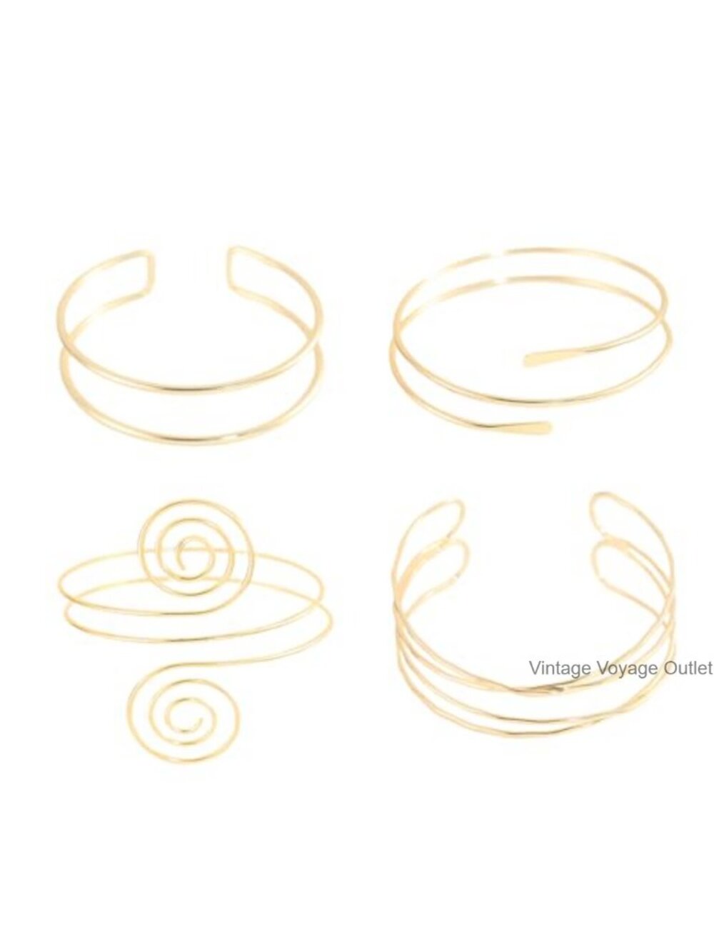 4 Pc Arm Cuff Bracelet Set Adjustable Minimalist Boho Upper Arm Jewelry for